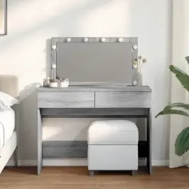 Spoguļgaldiņš Ar Led, Pelēka Ozolkoka Krāsa, 100X40X120 Cm Vidaxl