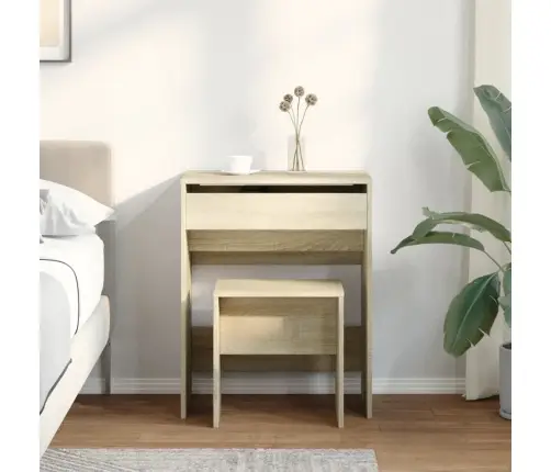 Kosmētikas Galdiņš Ar Tabureti, Ozolkoka Krāsa, 60X40X113,5 Cm Vidaxl