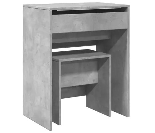 Kosmētikas Galdiņš Ar Tabureti, Betona Pelēks, 60X40X113,5 Cm Vidaxl