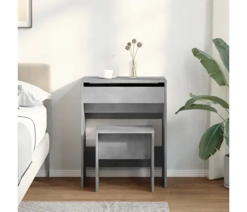 Kosmētikas Galdiņš Ar Tabureti, Betona Pelēks, 60X40X113,5 Cm Vidaxl