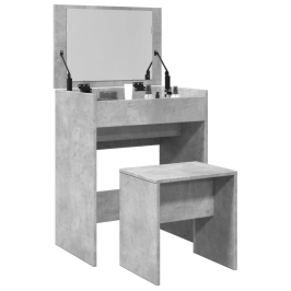 Kosmetinis Staliukas Ir Taburetė, Betono Pilki, 60X40X113,5Cm