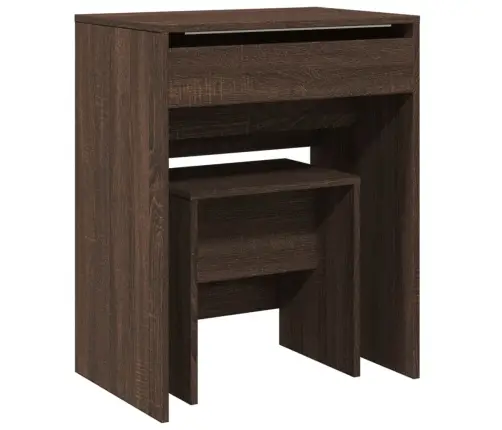 Tualettlaud Taburetiga, Pruun Tamm, 60X40X113,5 Cm