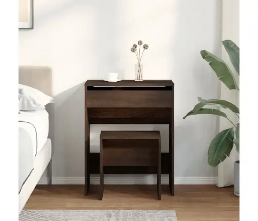 Tualettlaud Taburetiga, Pruun Tamm, 60X40X113,5 Cm