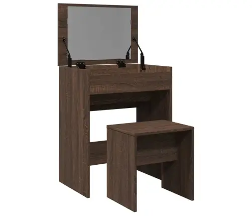 Tualettlaud Taburetiga, Pruun Tamm, 60X40X113,5 Cm