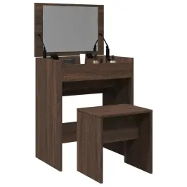 Tualettlaud Taburetiga, Pruun Tamm, 60X40X113,5 Cm