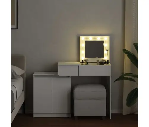 Spoguļgaldiņš Ar Led, 115X37X110,5 Cm, Balts Vidaxl