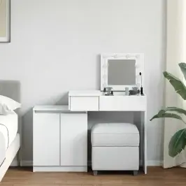 Kosmetinis Staliukas Su Led, Baltos Spalvos, 115X37X110,5Cm