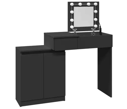 Spoguļgaldiņš Ar Led, 115X37X110,5 Cm, Melns Vidaxl