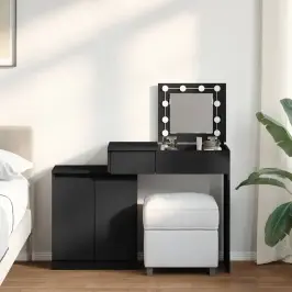 Spoguļgaldiņš Ar Led, 115X37X110,5 Cm, Melns Vidaxl