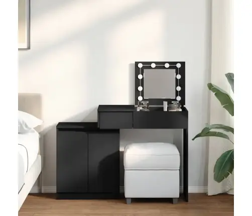 Spoguļgaldiņš Ar Led, 115X37X110,5 Cm, Melns Vidaxl