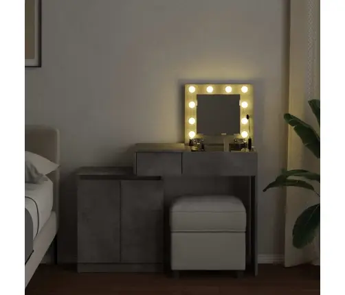 Spoguļgaldiņš Ar Led, Betona Pelēks, 115X37X110,5 Cm Vidaxl