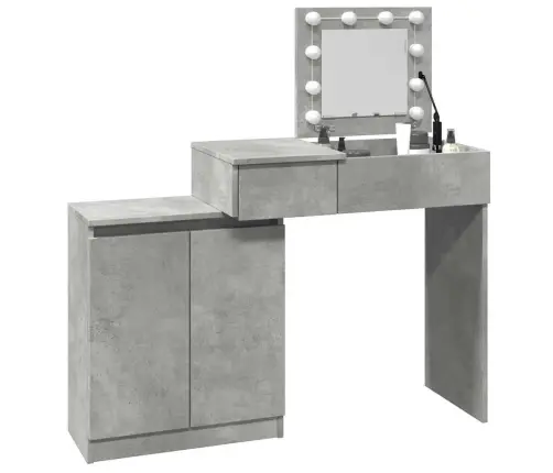 Spoguļgaldiņš Ar Led, Betona Pelēks, 115X37X110,5 Cm Vidaxl