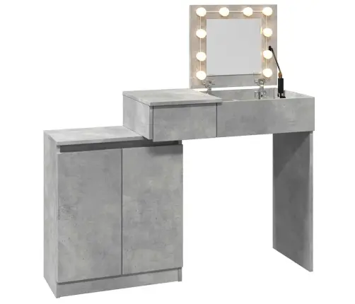 Spoguļgaldiņš Ar Led, Betona Pelēks, 115X37X110,5 Cm Vidaxl