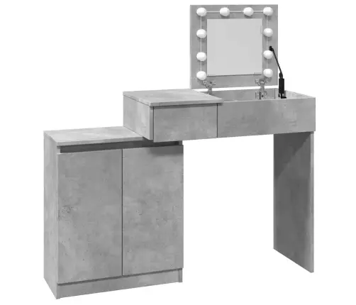 Spoguļgaldiņš Ar Led, Betona Pelēks, 115X37X110,5 Cm Vidaxl