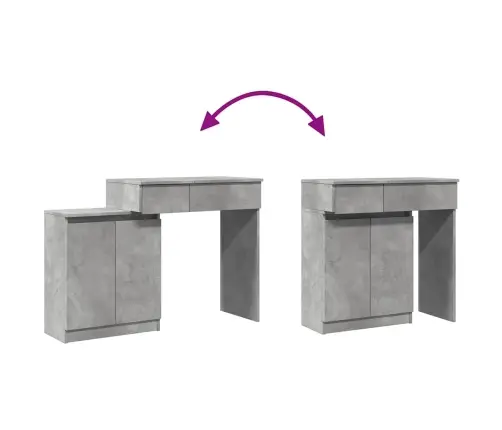 Spoguļgaldiņš Ar Led, Betona Pelēks, 115X37X110,5 Cm Vidaxl