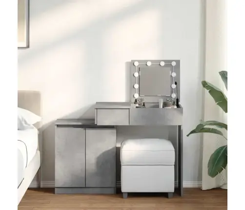 Spoguļgaldiņš Ar Led, Betona Pelēks, 115X37X110,5 Cm Vidaxl