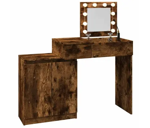 Spoguļgaldiņš Ar Led, Ozolkoka Krāsa, 115X37X110,5 Cm Vidaxl