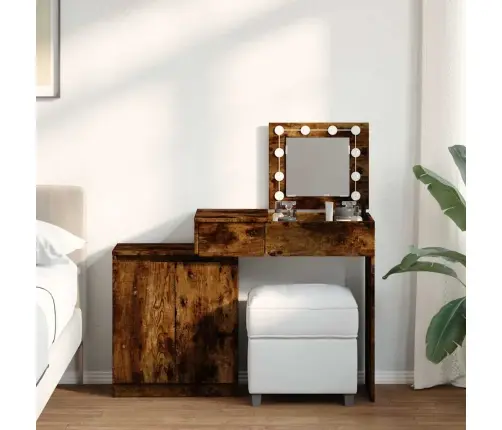 Spoguļgaldiņš Ar Led, Ozolkoka Krāsa, 115X37X110,5 Cm Vidaxl
