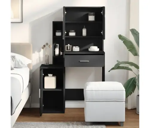 Spoguļgaldiņš Ar Skapīti, Melns, 80X35X132 Cm Vidaxl