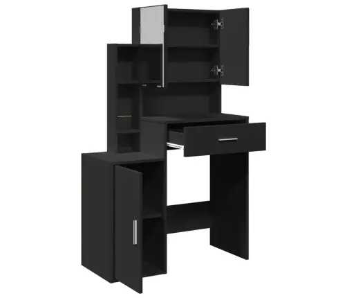 Spoguļgaldiņš Ar Skapīti, Melns, 80X35X132 Cm Vidaxl