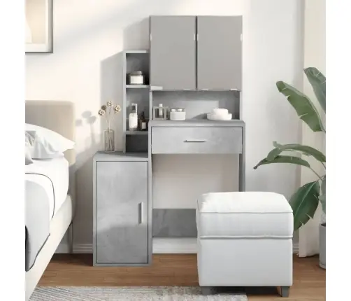 Kosmetinis Staliukas Su Spintele, Betono Pilkas, 80X35X132Cm