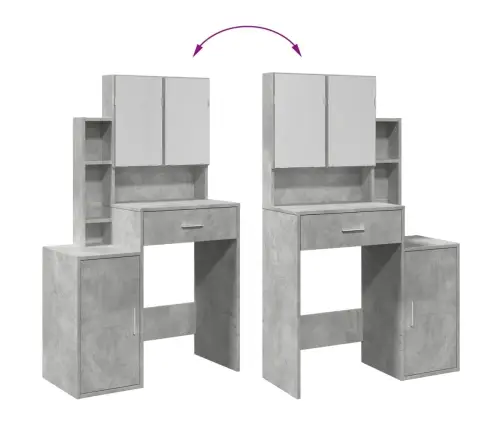 Kosmetinis Staliukas Su Spintele, Betono Pilkas, 80X35X132Cm