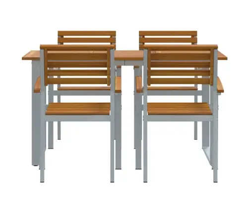 5 Daļu Dārza Galds Ar Cietu Akācijas Koku Un Metālu Vidaxl