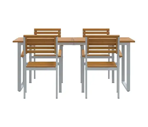 Sodo Valgomojo Komplektas 5 Pcs Pilka Kietos Akacijos Mediena