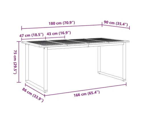 Sodo Valgomojo Komplektas 5 Pcs Pilka Kietos Akacijos Mediena