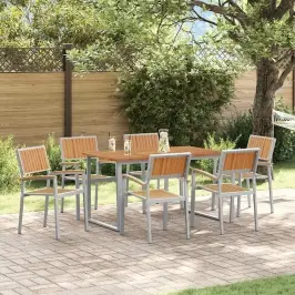 Dārza Ēdamgalds 7 Pcs Pelēka Un Brūna 140 X 80 X 75 Cm Vidaxl