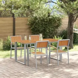 Dārza Ēdamgalds 5 Pcs Pelēka Un Brūna 160 X 80 X 75 Cm Vidaxl
