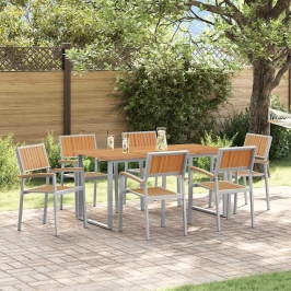 Dārza Ēdamgalds 7 Pcs Pelēka Un Brūna 160 X 80 X 75 Cm Vidaxl