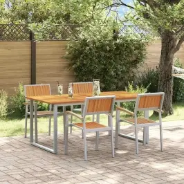 Dārza Ēdamgalds 5 Pcs Pelēka Un Brūna 180 X 90 X 75 Cm Vidaxl