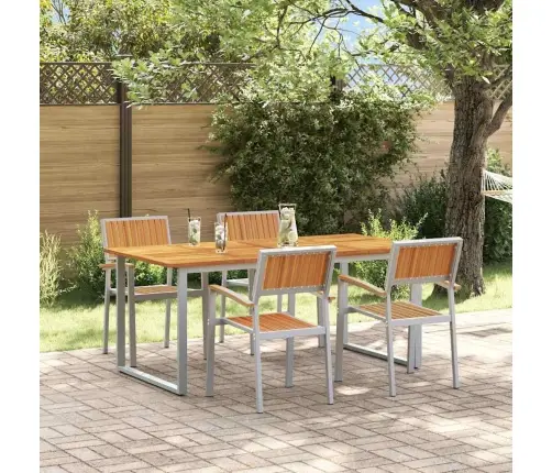 Aia Söögilaudade Komplekt 5 Pcs Hall Ja Pruun 180 X 90 X 75 Cm