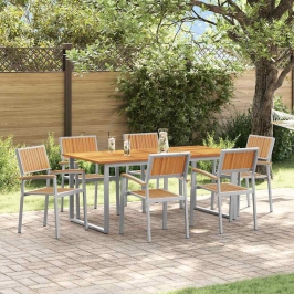 Sodo Valgomojo Komplektas 7 Pcs Pilka Ir Ruda 180 X 90 X 75 Cm