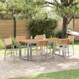 Dārza Ēdamgalds 7 Pcs Pelēka Un Brūna 200 X 90 X 75 Cm Vidaxl