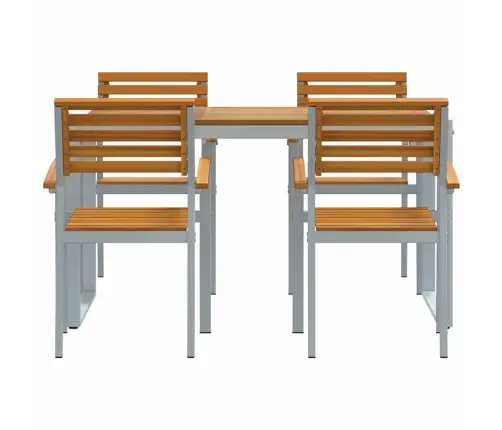 5 Gabalu Dārza Ēdamgalds Komplekts No Cietas Akācija Un Metāla Vidaxl