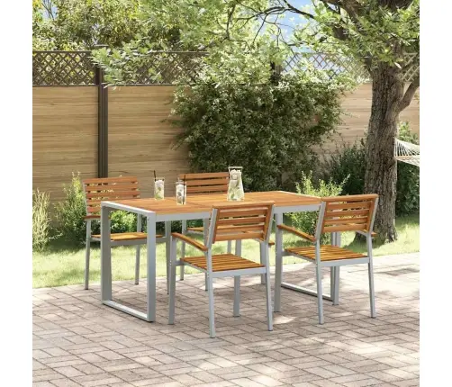 5 Daļu Dārza Ēdamistabas Komplekts Cietkoks Akācijas Un Metālu Vidaxl