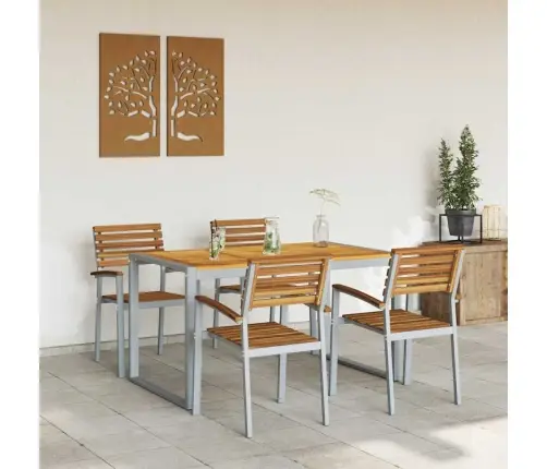 5 Daļu Dārza Ēdamistabas Komplekts Cietkoks Akācijas Un Metālu Vidaxl