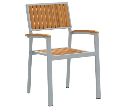 5 Daļu Dārza Ēdamgalds No Cieta Koka Akācijas Un Metāla Vidaxl