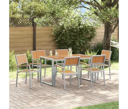 Sodo Valgomojo Komplektas 7 Pcs Pilka Ir Ruda 140 X 80 X 75 Cm