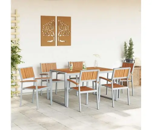 Sodo Valgomojo Komplektas 7 Pcs Pilka Ir Ruda 140 X 80 X 75 Cm