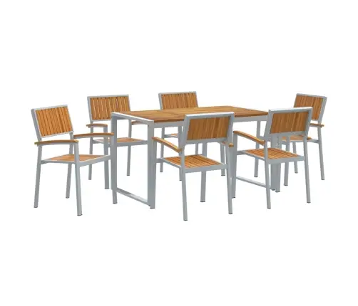 Sodo Valgomojo Komplektas 7 Pcs Pilka Ir Ruda 140 X 80 X 75 Cm