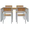 Aia Söögilaudade Komplekt 5 Pcs Hall Ja Pruun 160 X 80 X 75 Cm