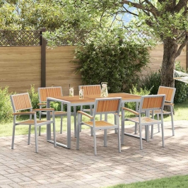 Dārza Ēdamgalds 7 Pcs Pelēka Un Brūna 160 X 80 X 75 Cm Vidaxl
