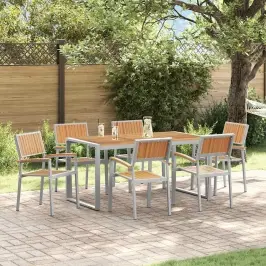 Dārza Ēdamgalds 7 Pcs Pelēka Un Brūna 160 X 80 X 75 Cm Vidaxl
