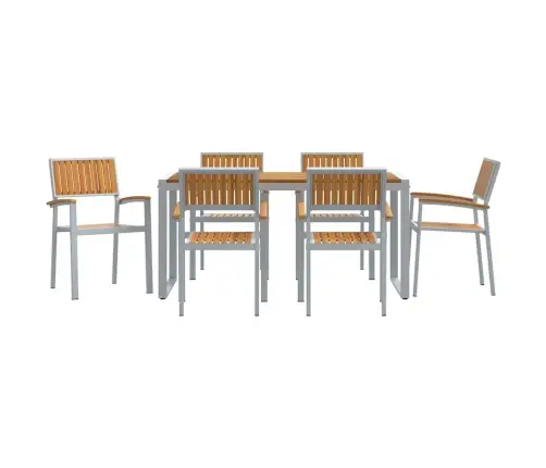 Sodo Valgomojo Komplektas 7 Pcs Pilka Ir Ruda