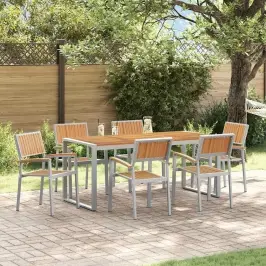 Dārza Ēdamgalds 7 Pcs Pelēka Un Brūna 180 X 90 X 75 Cm Vidaxl