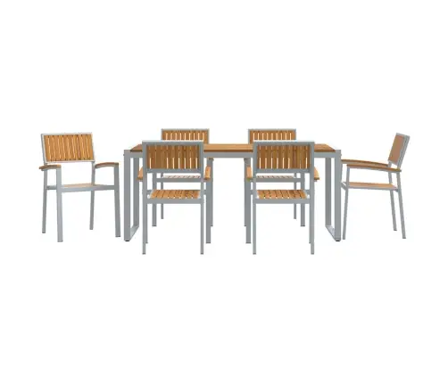 7 Daļu Dārza Ēdamgalds Komplekts No Cietas Akācijas Koka Un Metāla Vidaxl 7 Daļu Dārza Ēdamgalds Komplekts No Cietas Akācijas Koka Un Metāla Vidaxl