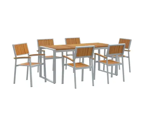 7 Daļu Dārza Ēdamgalds Komplekts No Cietas Akācijas Koka Un Metāla Vidaxl 7 Daļu Dārza Ēdamgalds Komplekts No Cietas Akācijas Koka Un Metāla Vidaxl